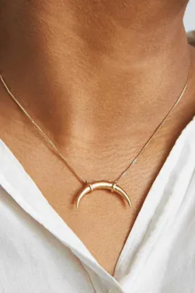 Gold Double Horn Necklace