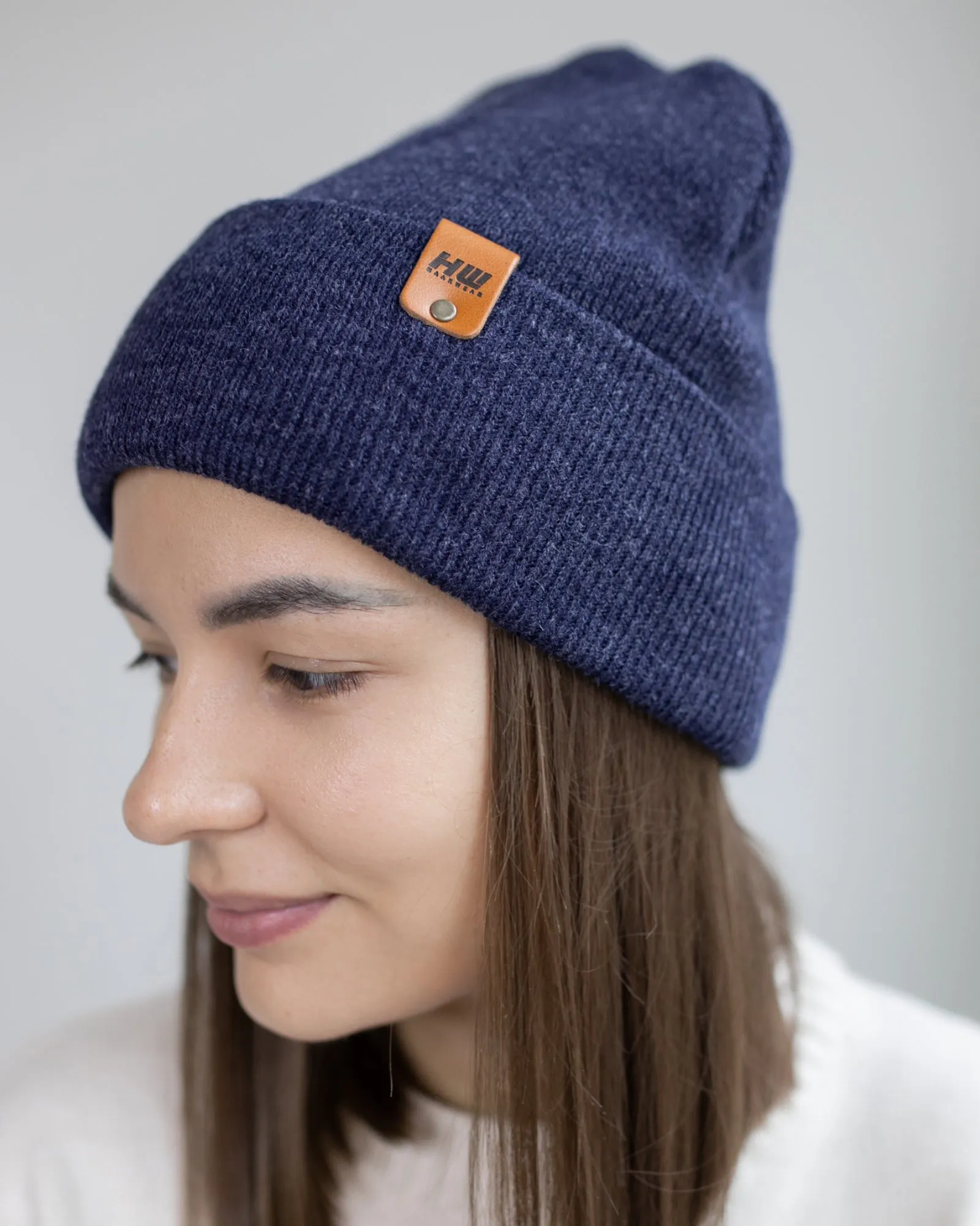 HAAKWEAR Knit Cuffed Beanie - Denim Blue, Made in USA