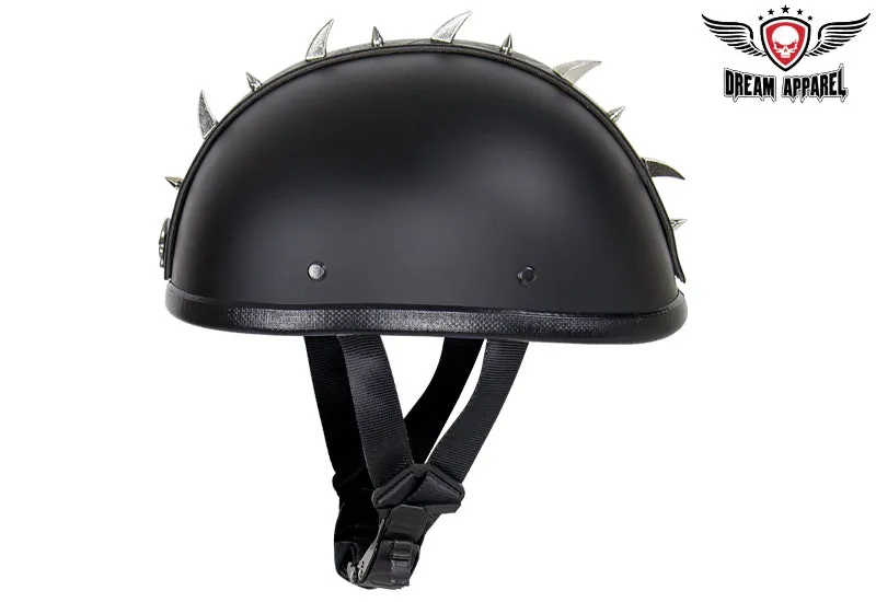 Helmet Spike Strip With Dual Style Spikes And Metallic Skull