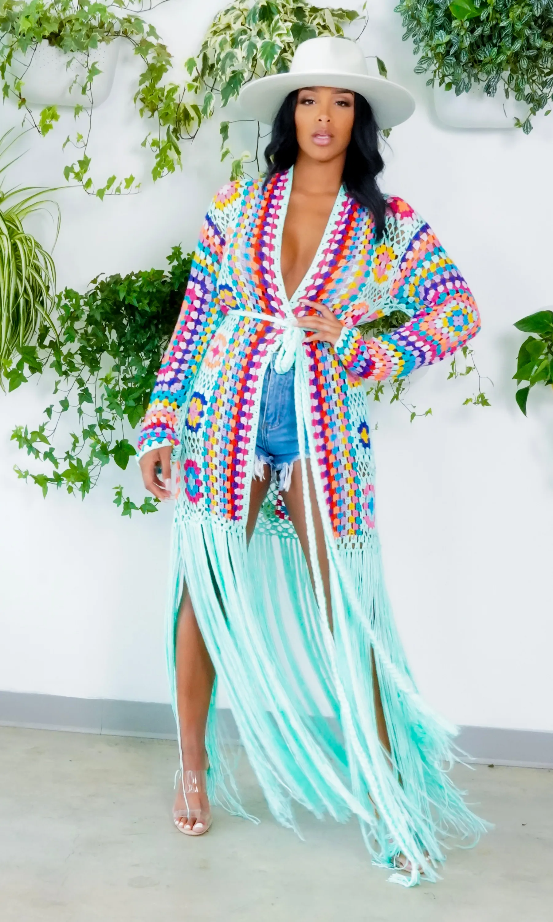 Hollywood | Fringe Crotchet Cardigan - Mint