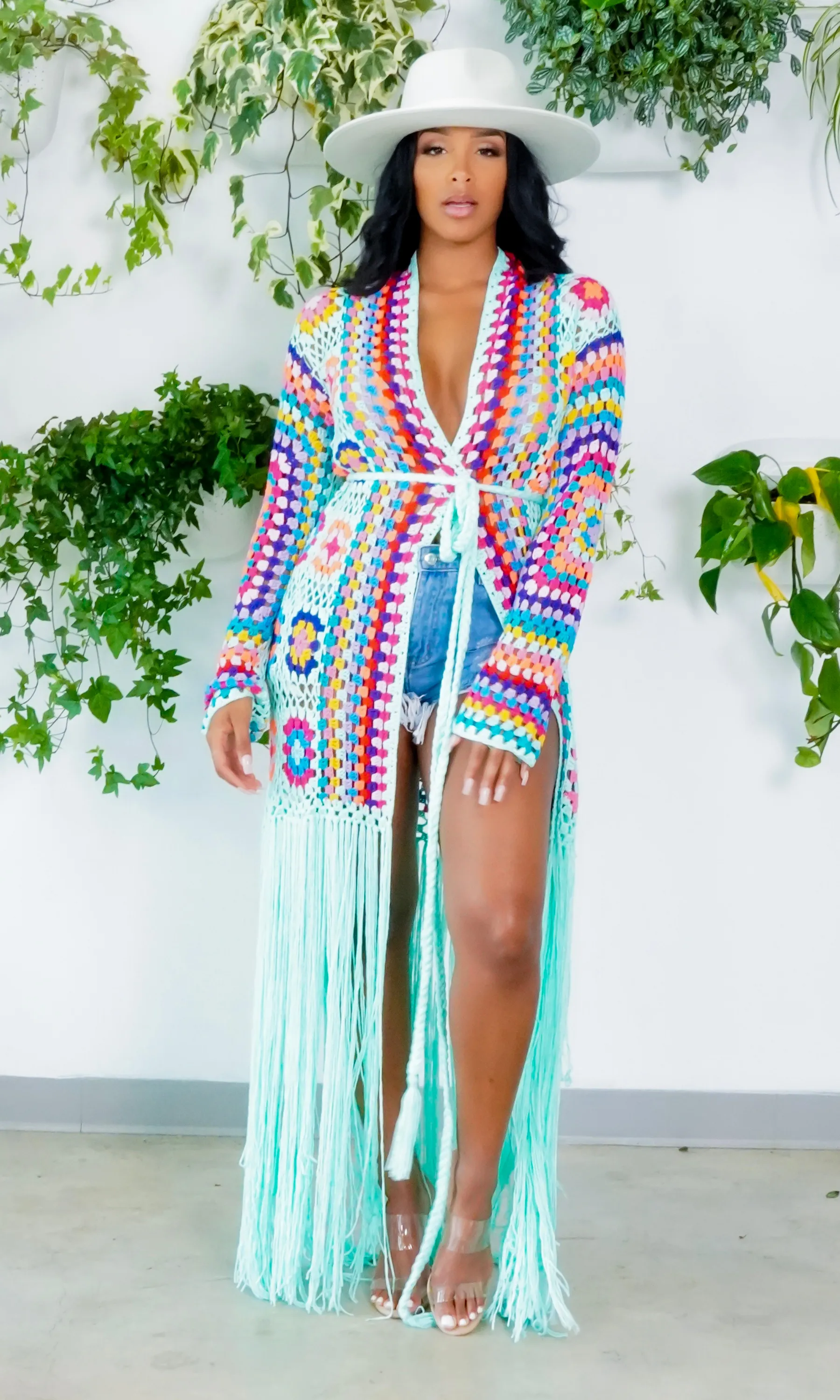 Hollywood | Fringe Crotchet Cardigan - Mint