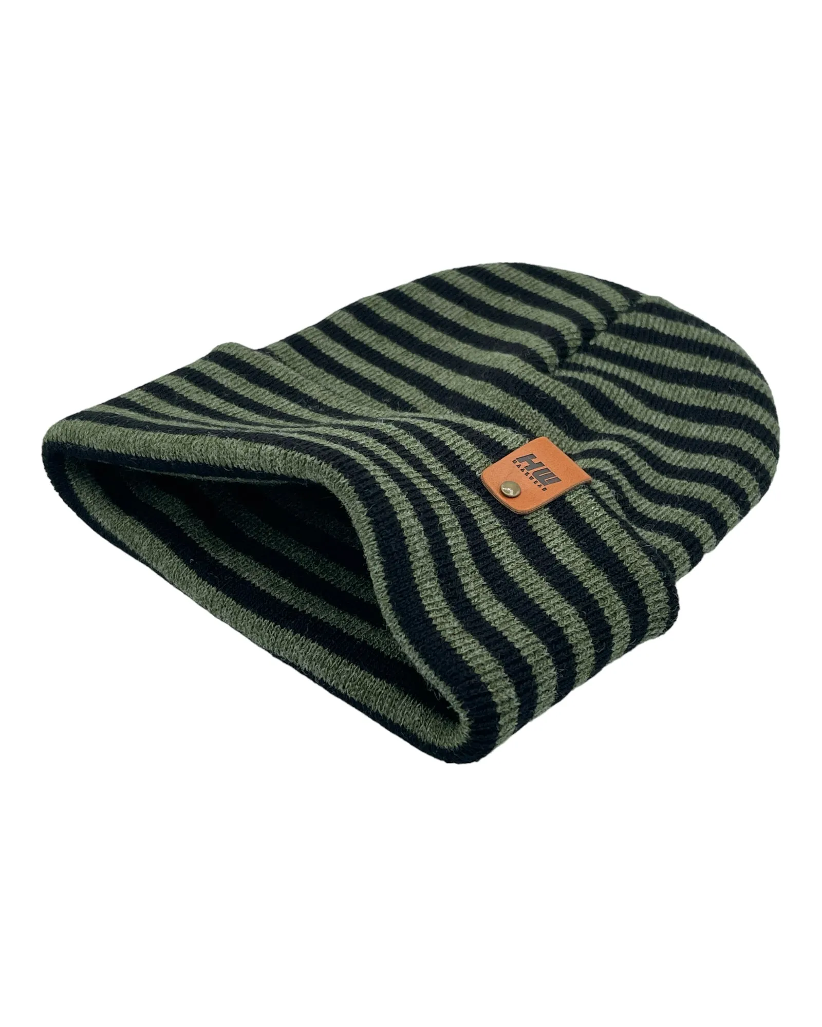 HW6064 HAAKWEAR Traditional RORO Cuffed Beanie - Green/Black, Made in USA