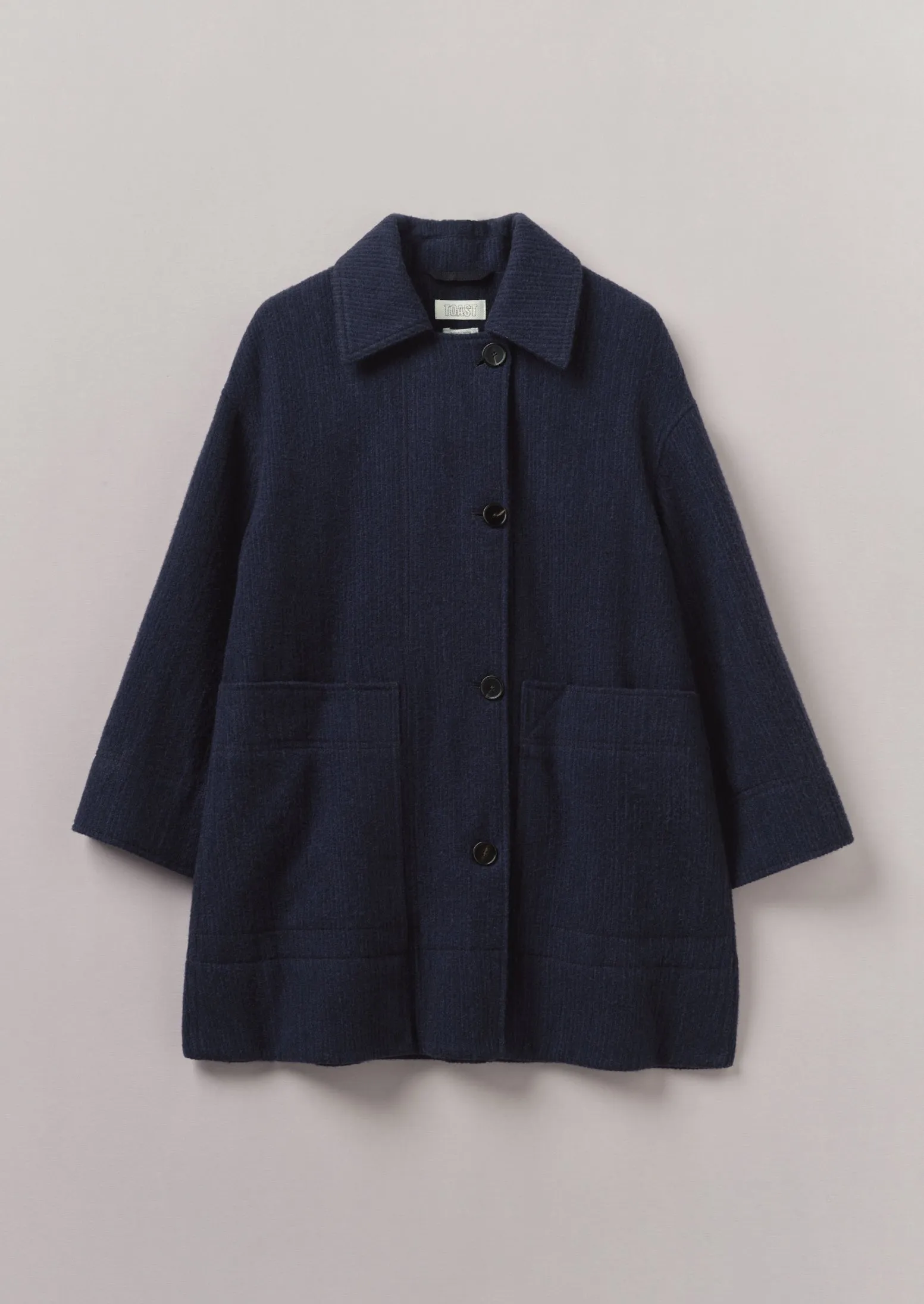 Indigo Cotton Wool Pea Coat | Indigo