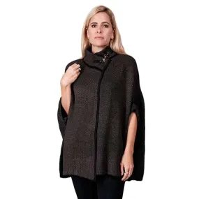 Iris Sweater Knit Cape with Toggle Hardware