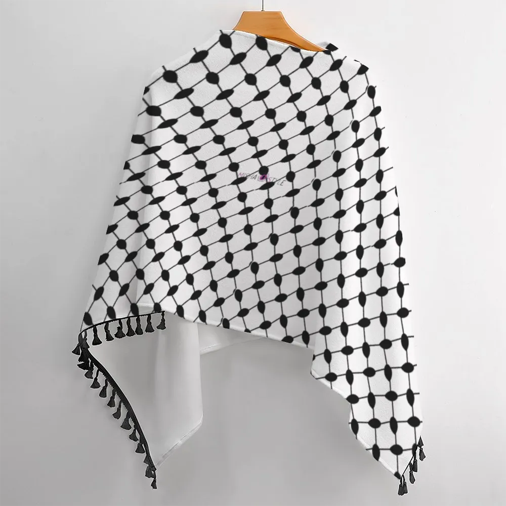 keffiyeh Knitted Cloaks with Tassel Cape