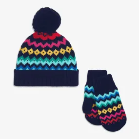 Kids fair isle beanie & mittens set