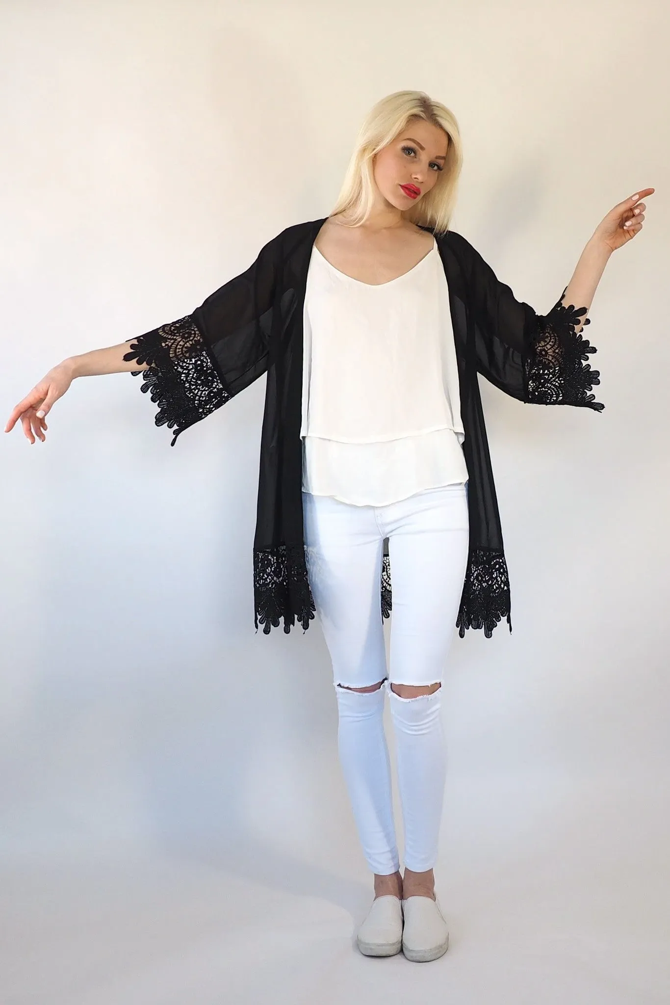 Lace kimono - Black