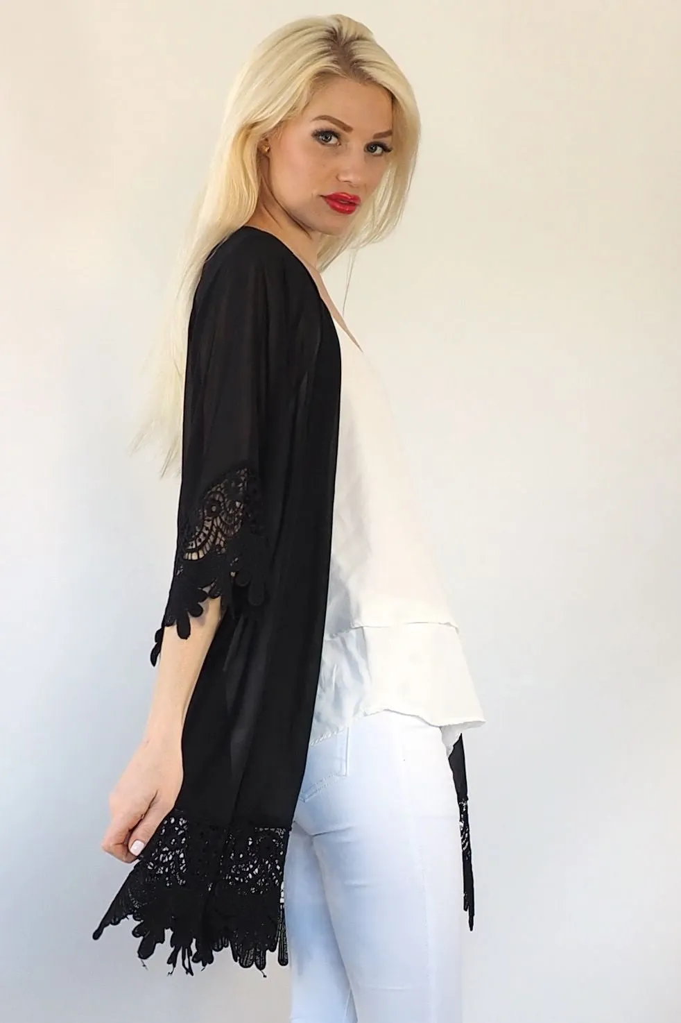 Lace kimono - Black