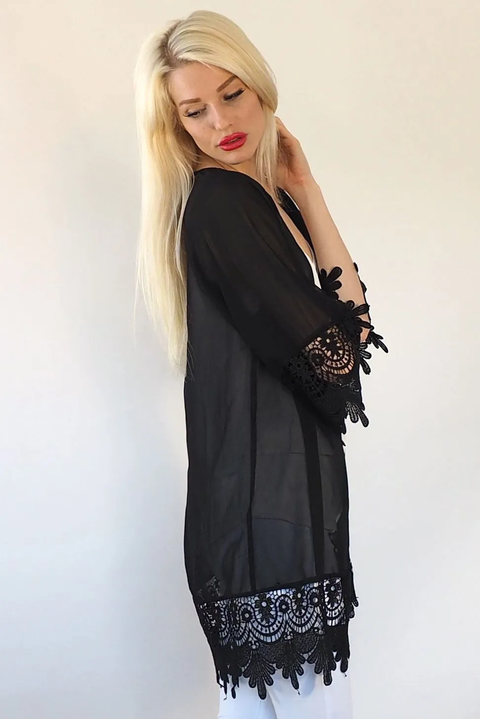 Lace kimono - Black