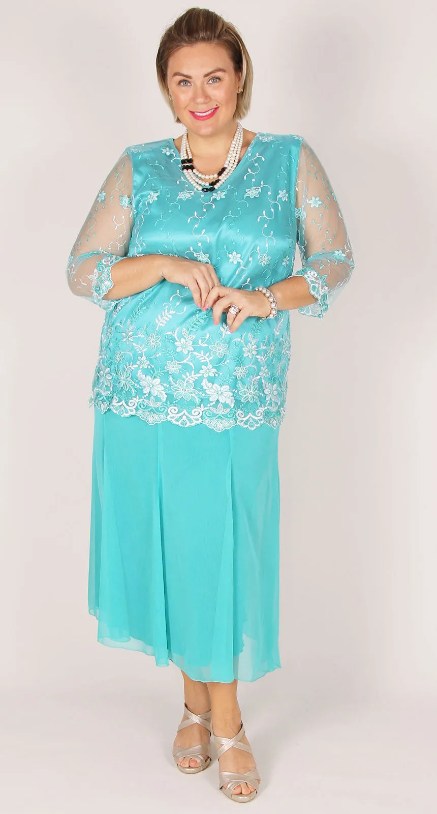 Lola 8 Gore Skirt Turquoise