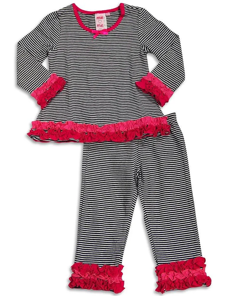 Me Me Me by Lipstik - Little Girls Long Sleeve Pant Set Asst Fabrics