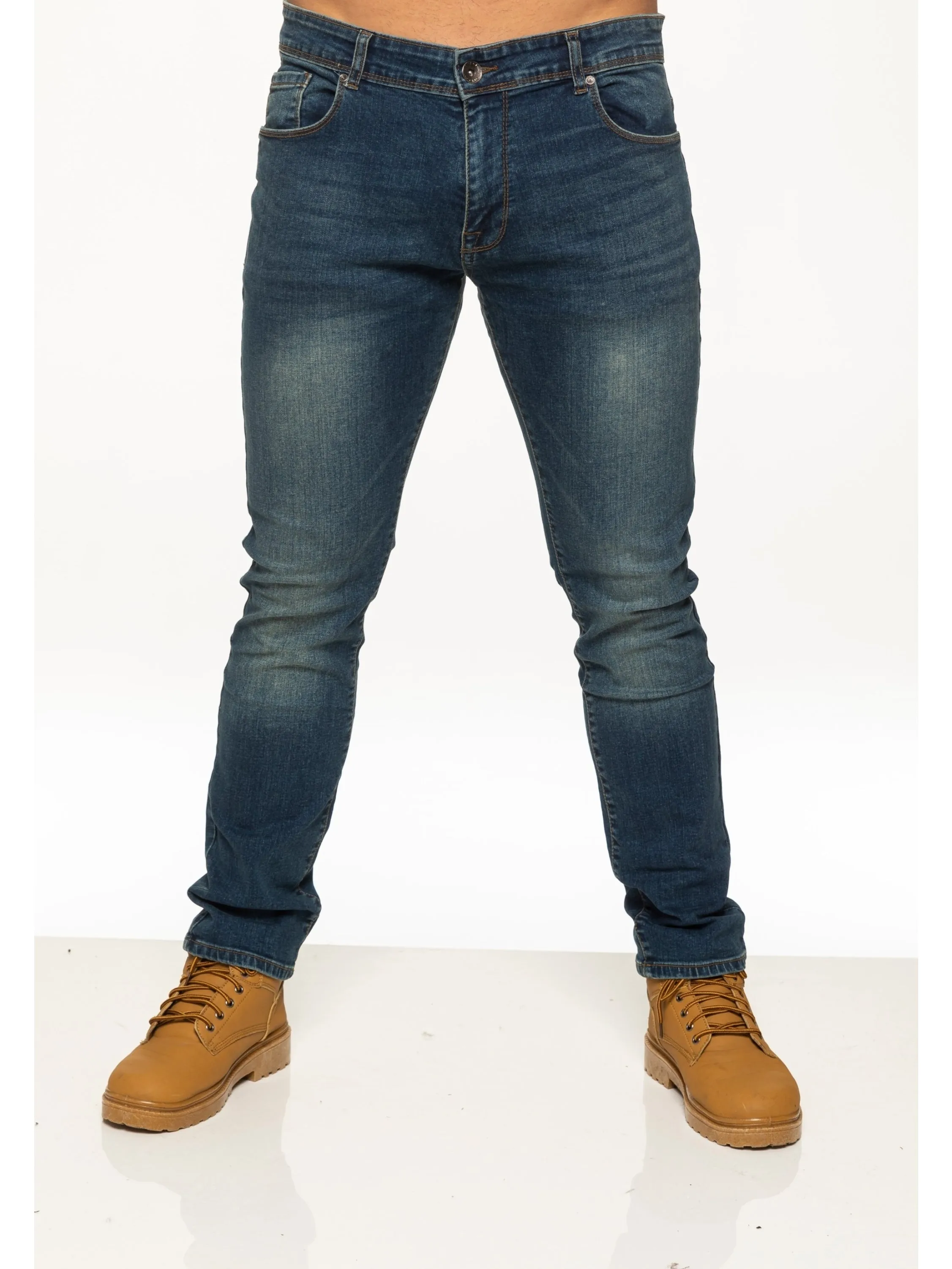 Mens Skinny Stretch Stonewash Denim Jeans | Enzo Designer Menswear