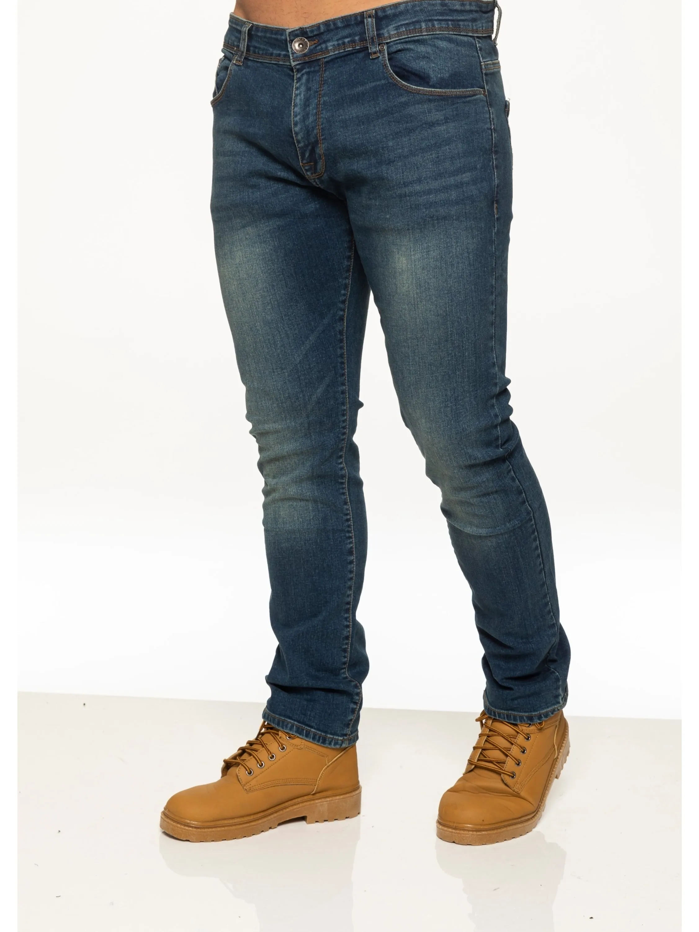 Mens Skinny Stretch Stonewash Denim Jeans | Enzo Designer Menswear