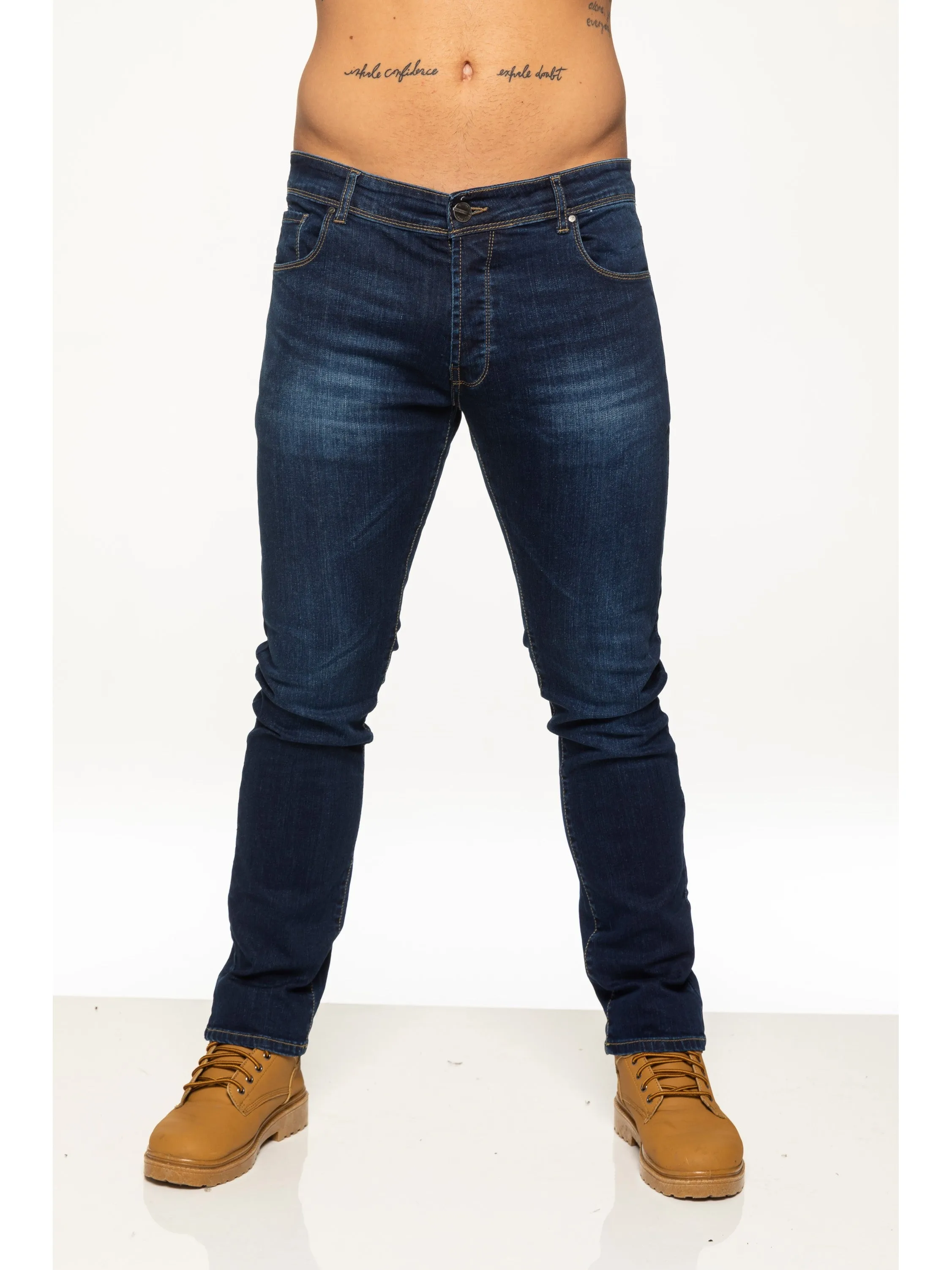 Mens Skinny Stretch Stonewash Denim Jeans | Enzo Designer Menswear