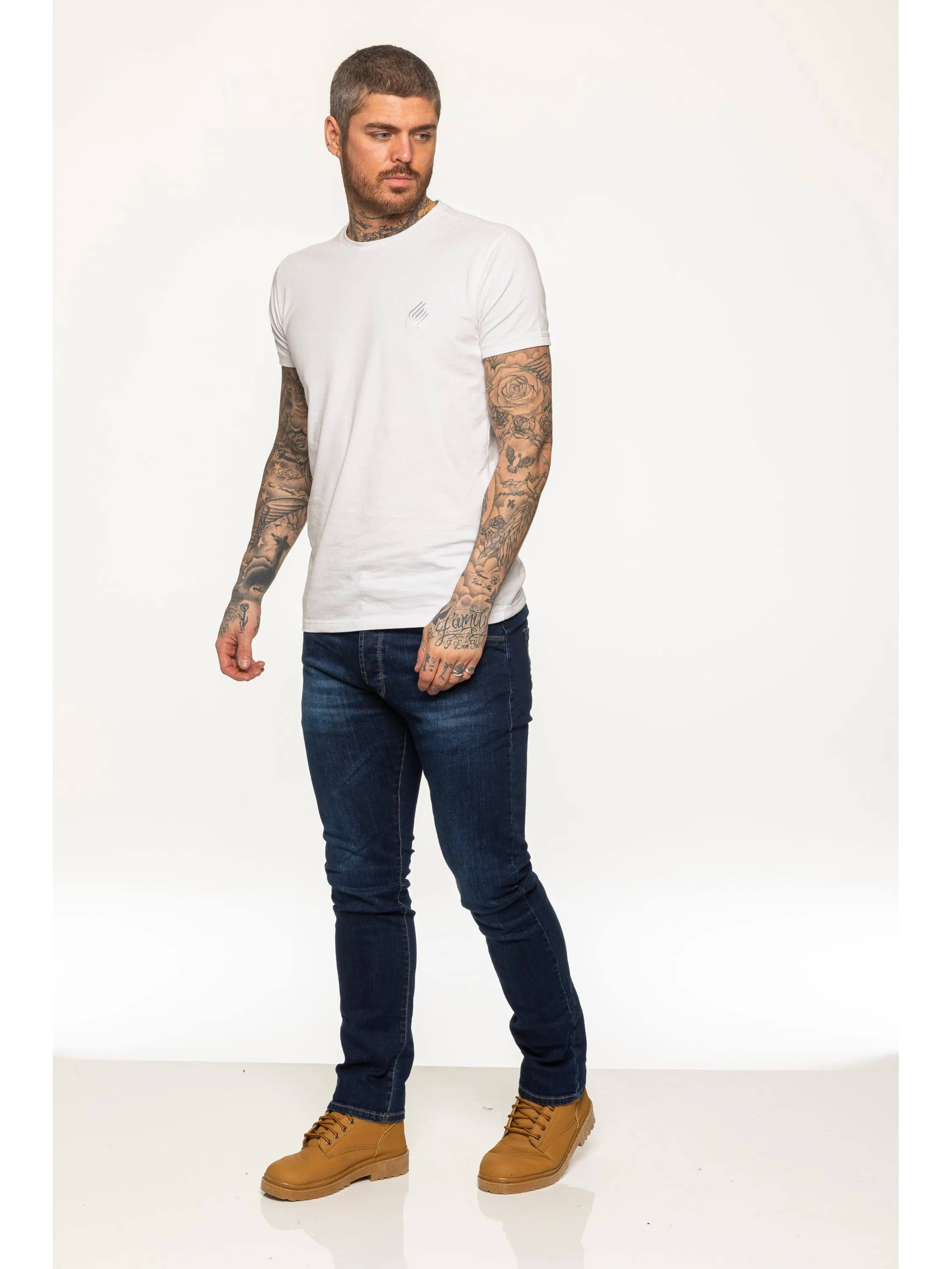 Mens Skinny Stretch Stonewash Denim Jeans | Enzo Designer Menswear