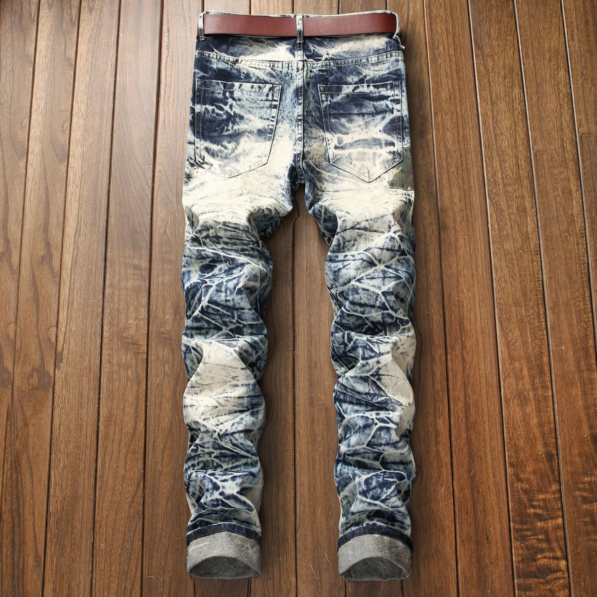 Men's Straight Cut Camo Patch Jeans