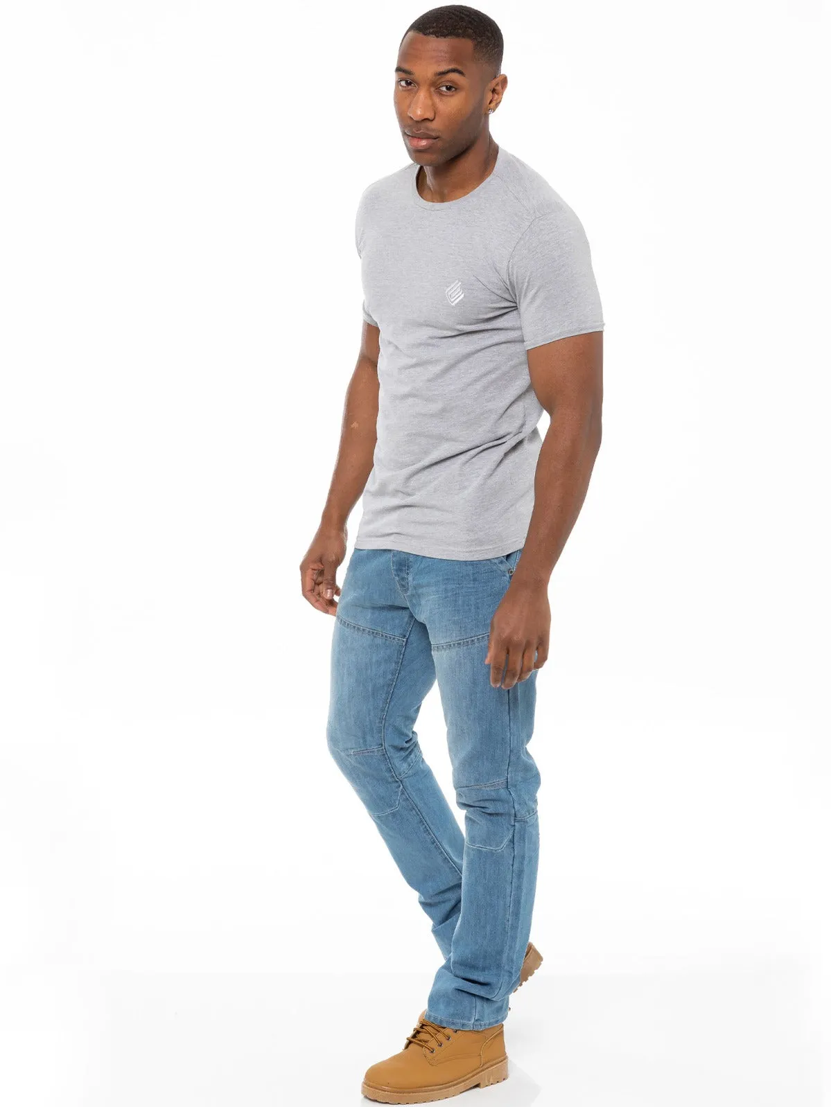 Mens Straight Fit Denim Jeans EZ243 Bleach | Enzo Designer Menswear