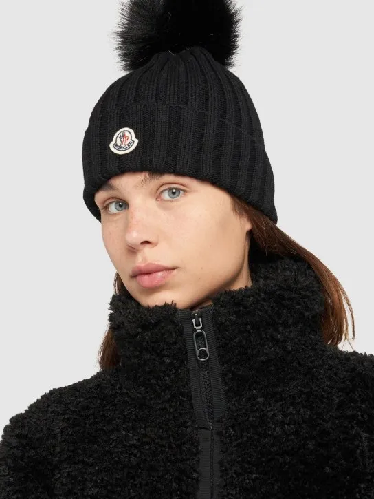 Moncler   Virgin wool beanie w/ pompom 