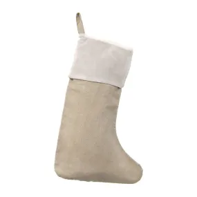 Natural Linen Lined Christmas Stocking, 16-Inch