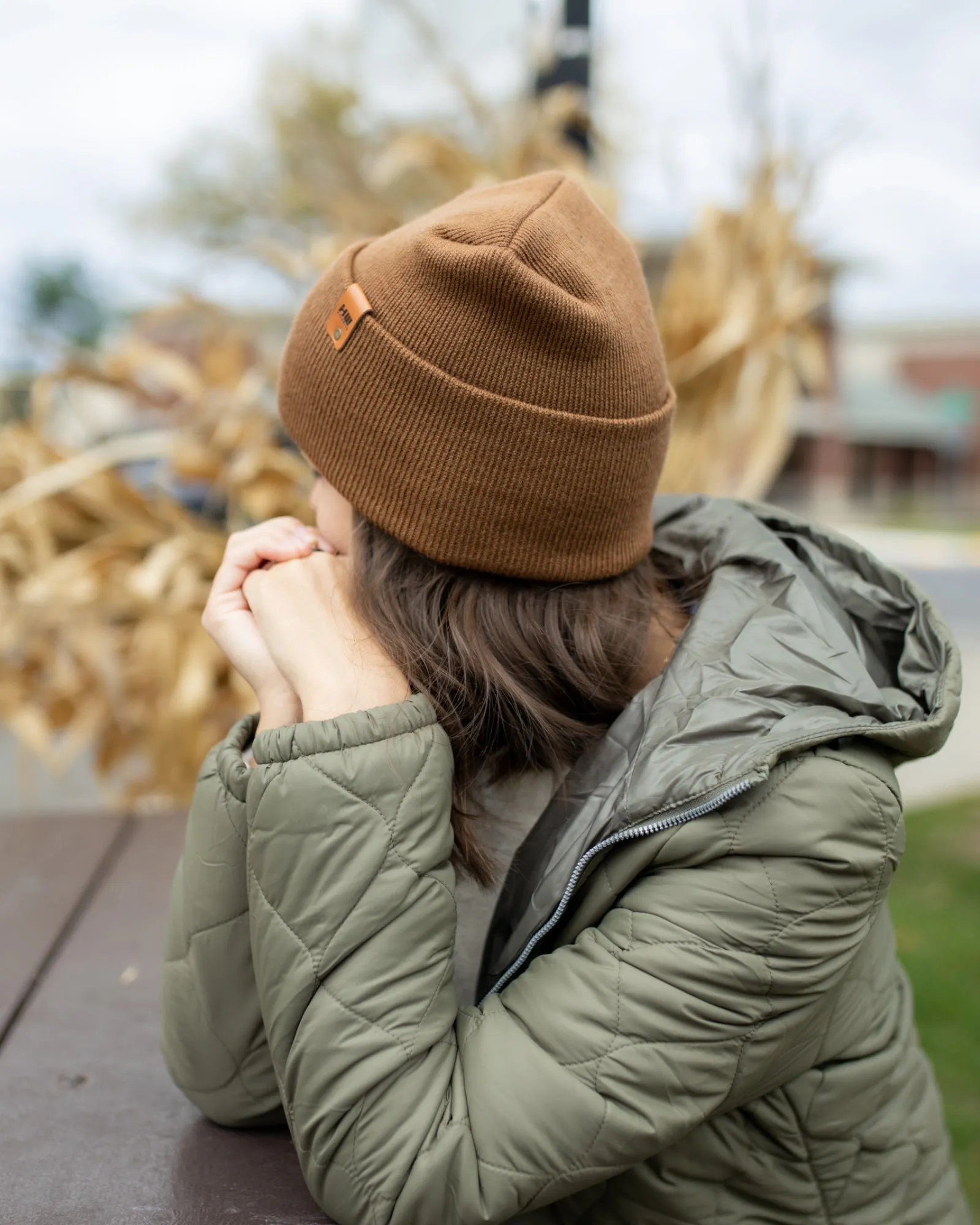 NEW HAAKWEAR Theta-Stitch Cuffed Beanie - Designed and Made in USA (Patent Pending Design) - Camel Brown