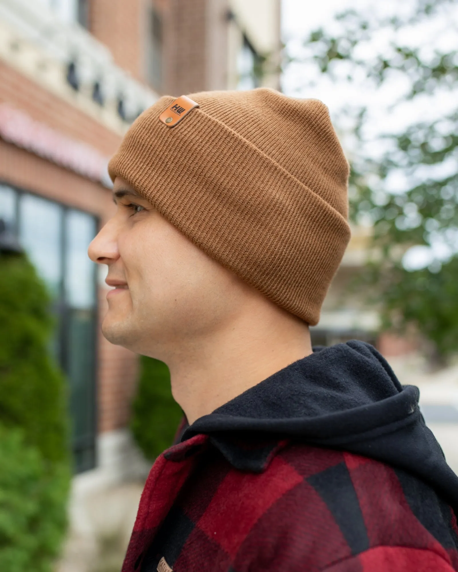 NEW HAAKWEAR Theta-Stitch Cuffed Beanie - Designed and Made in USA (Patent Pending Design) - Camel Brown