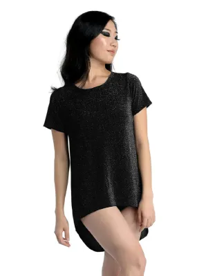 ON SALE Sparkle High-Low T-Shirt Tunic (Black/Silver)