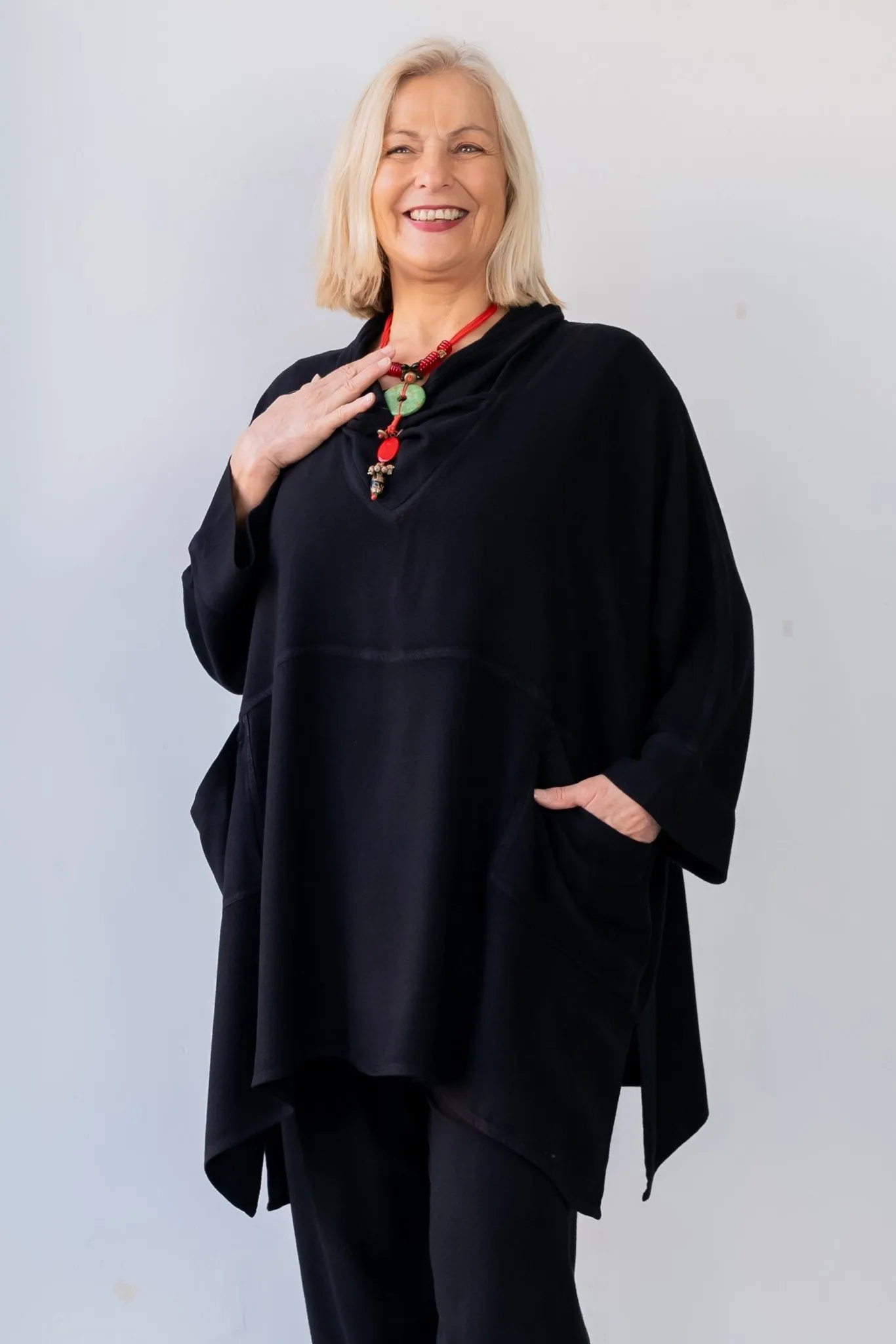 Oversize Cowl Tunic - Black