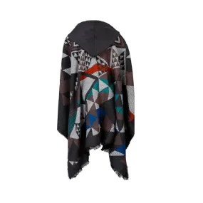 Pre Order:  Hooded Cape Plaid Knitted Shawl Scarf