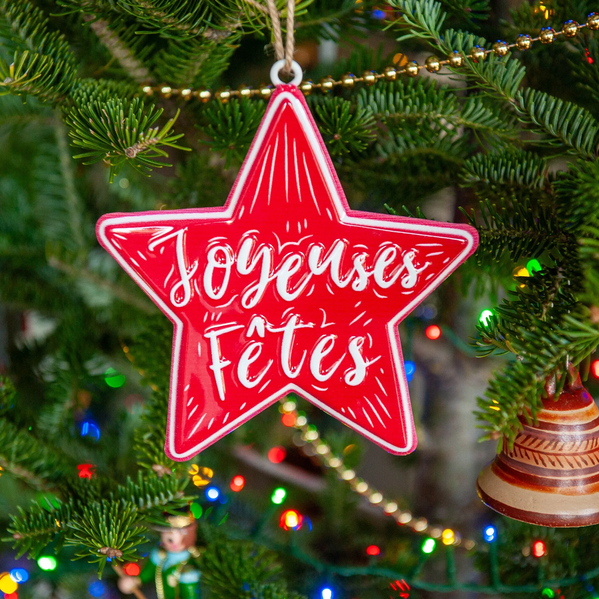 "Joyeuses Fêtes" Star Metal Ornament