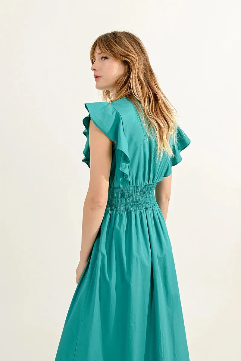 Ruffled V-Neck Dress