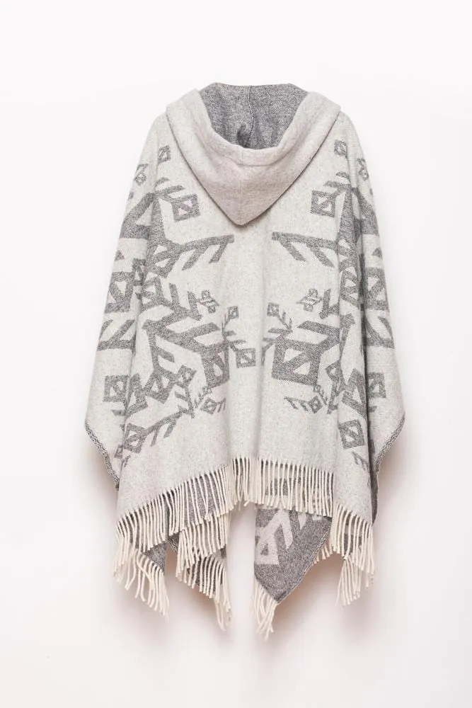 Runic wool cape with hood - Grey Love