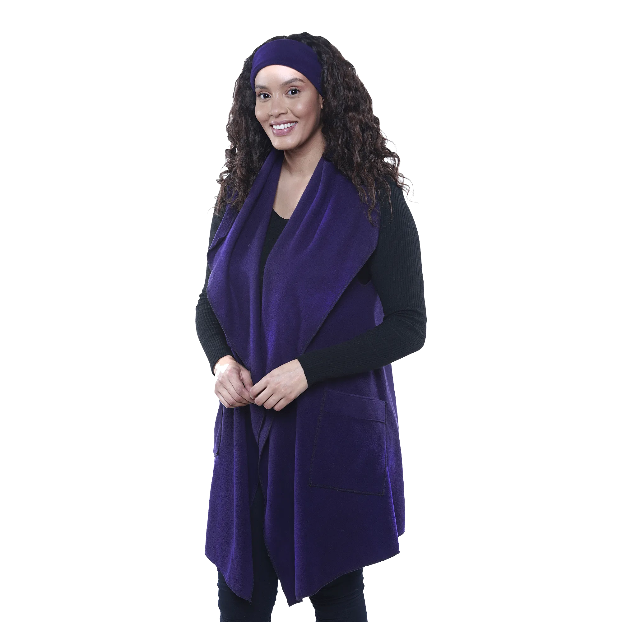 Stacey Cozy Coat Fleece Vest and Headband Set