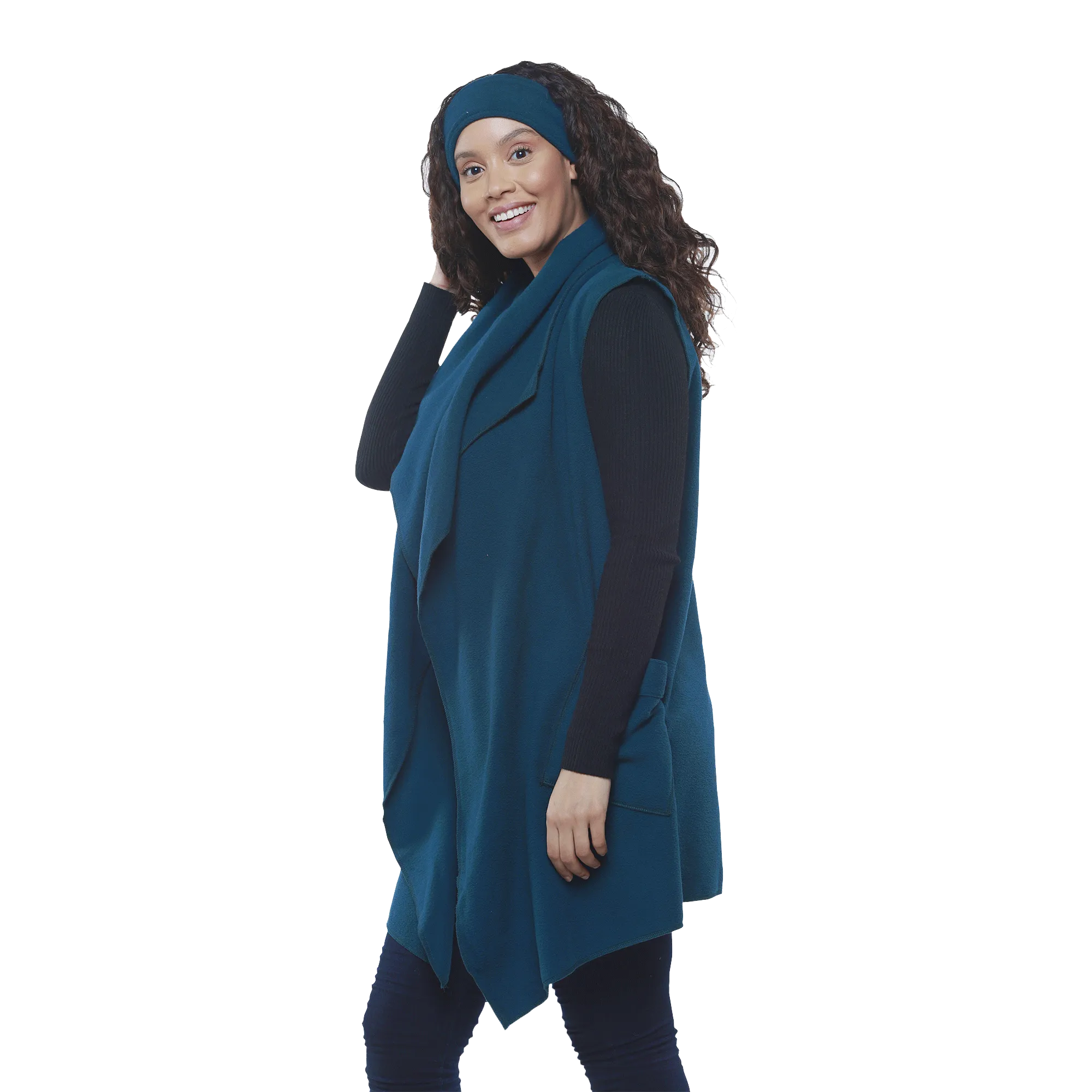 Stacey Cozy Coat Fleece Vest and Headband Set