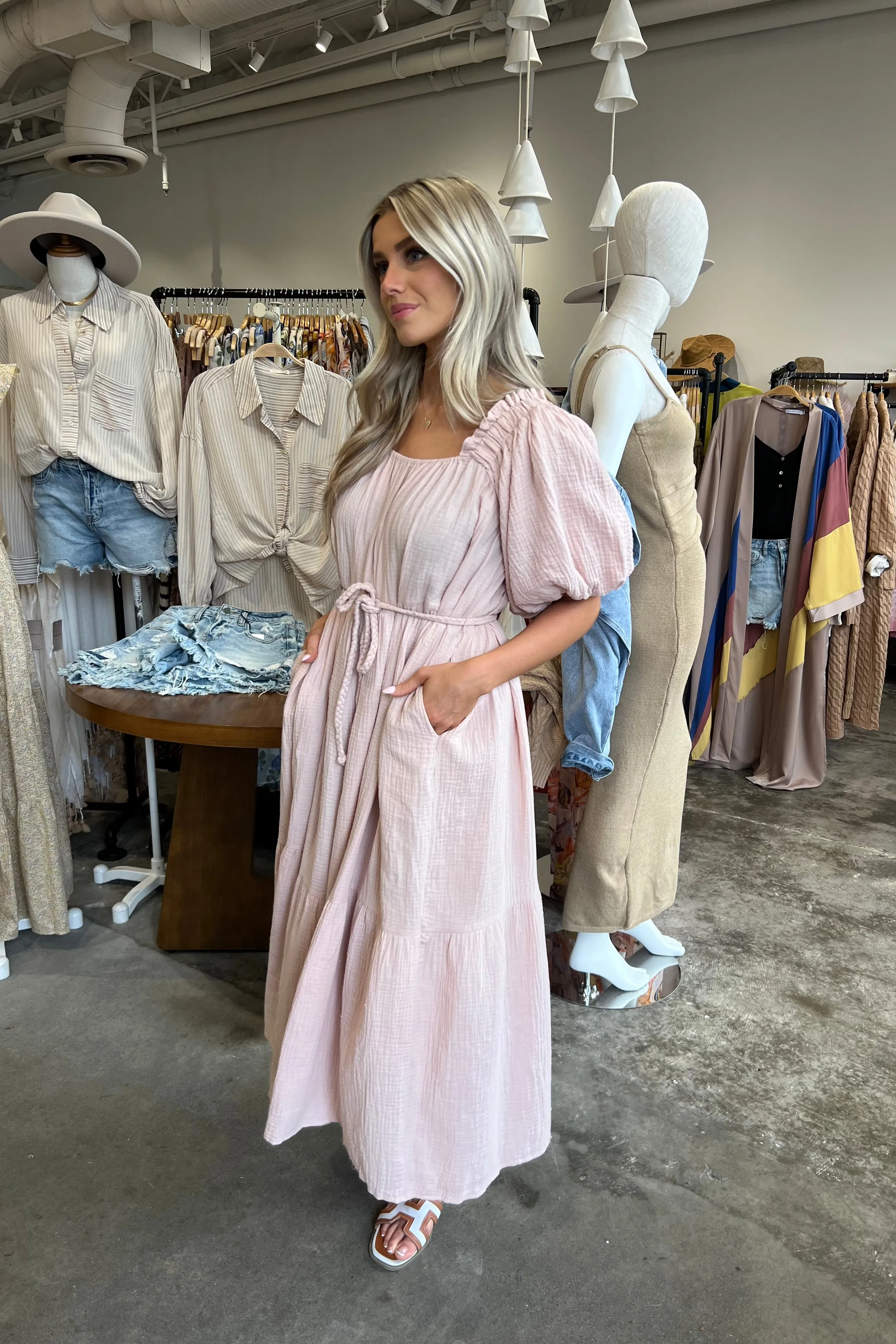 SUN VALLEY MAUVE GAUZE DRESS