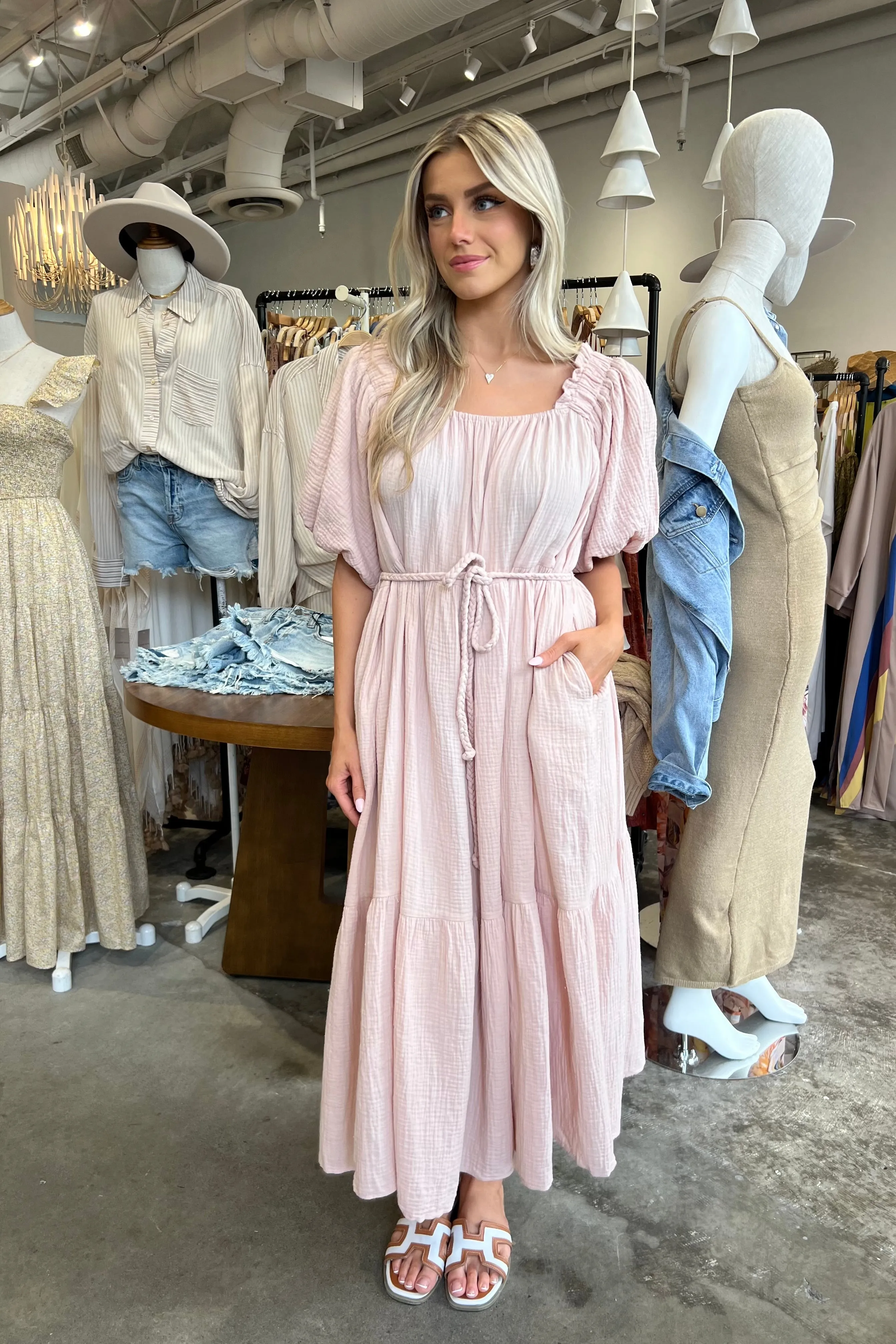 SUN VALLEY MAUVE GAUZE DRESS