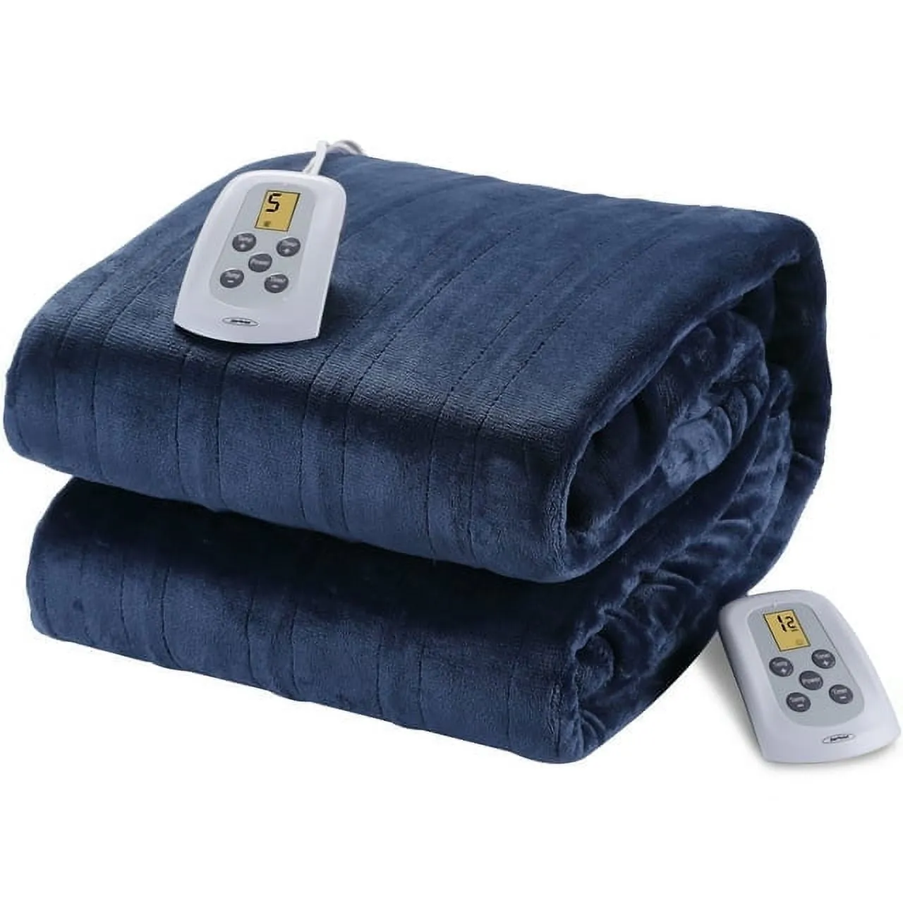 SUNVIVI Electric Blanket King Size with Dual Controllers,10 Heating Levels& 12 hours Auto-off,Overheat Protection,Blue