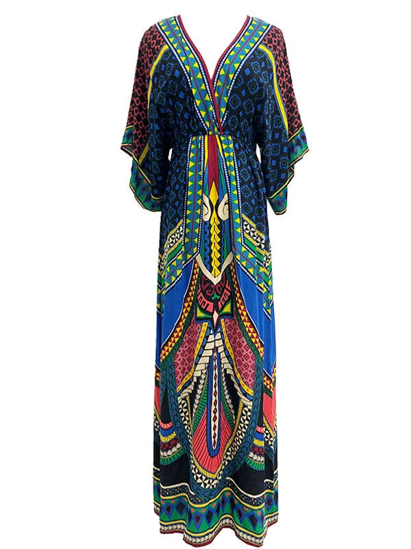 Tara Lee Retro Style Loose Bohemian Maxi Dress