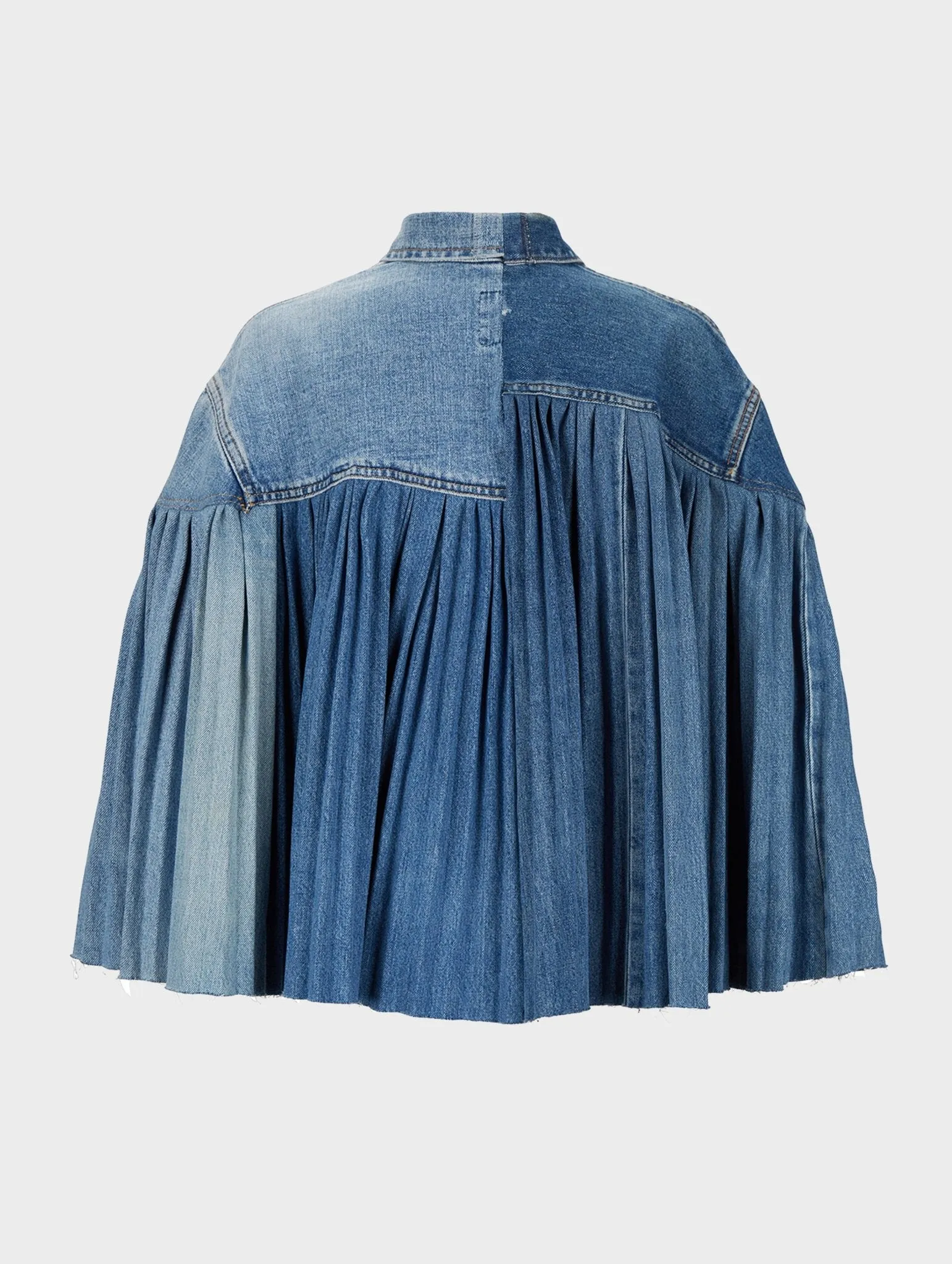 The Pleated Denim Cape