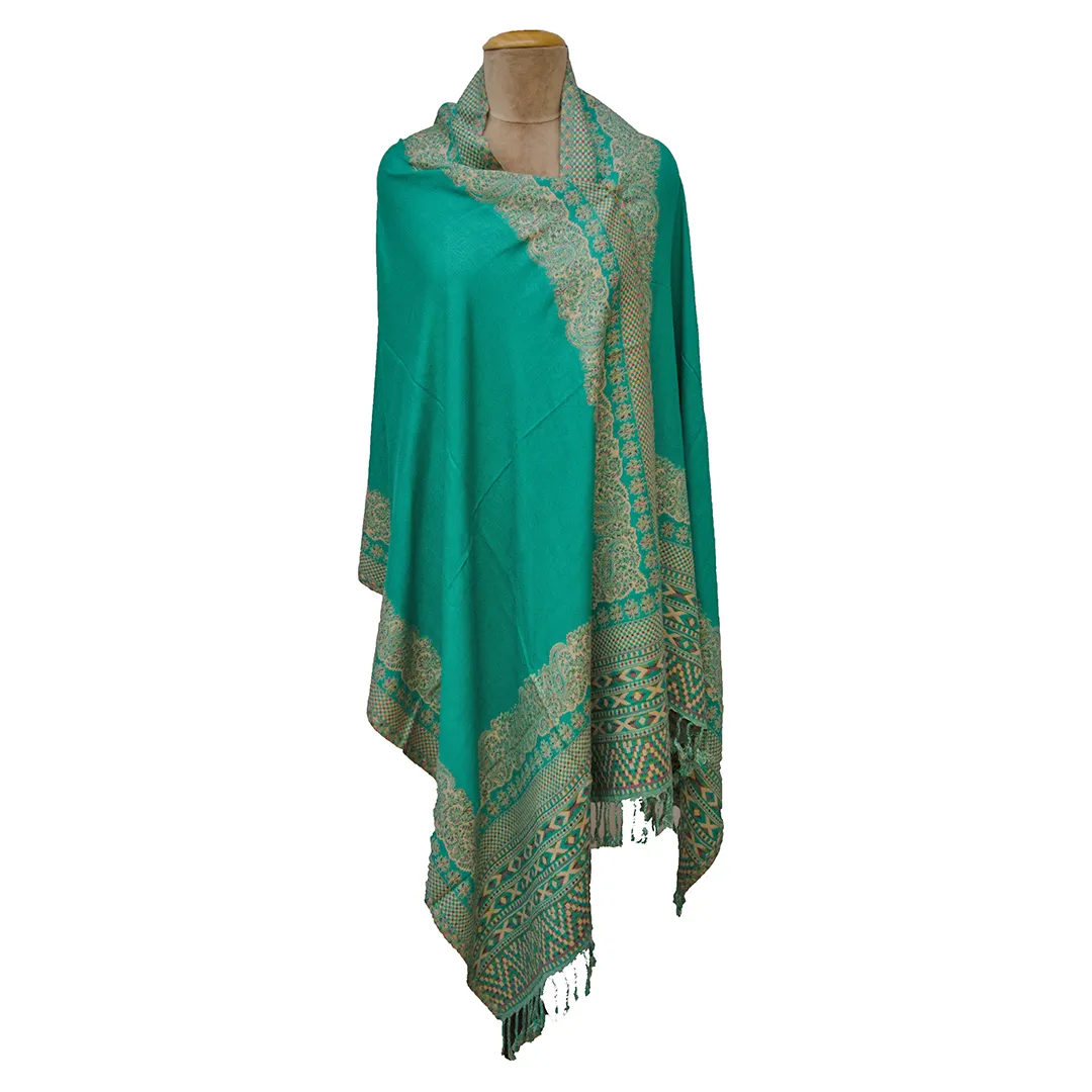 Turquoise Kani Work Shawl W5