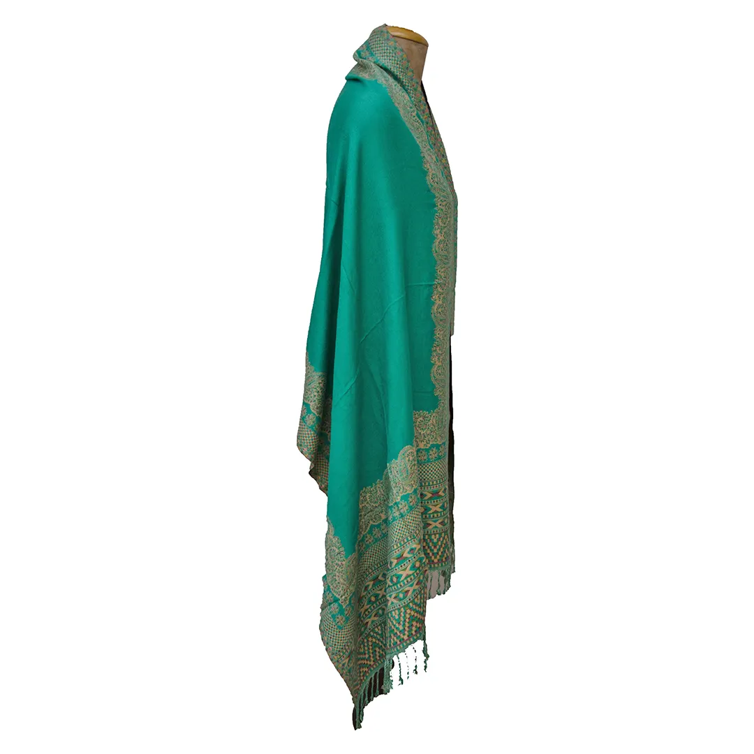 Turquoise Kani Work Shawl W5