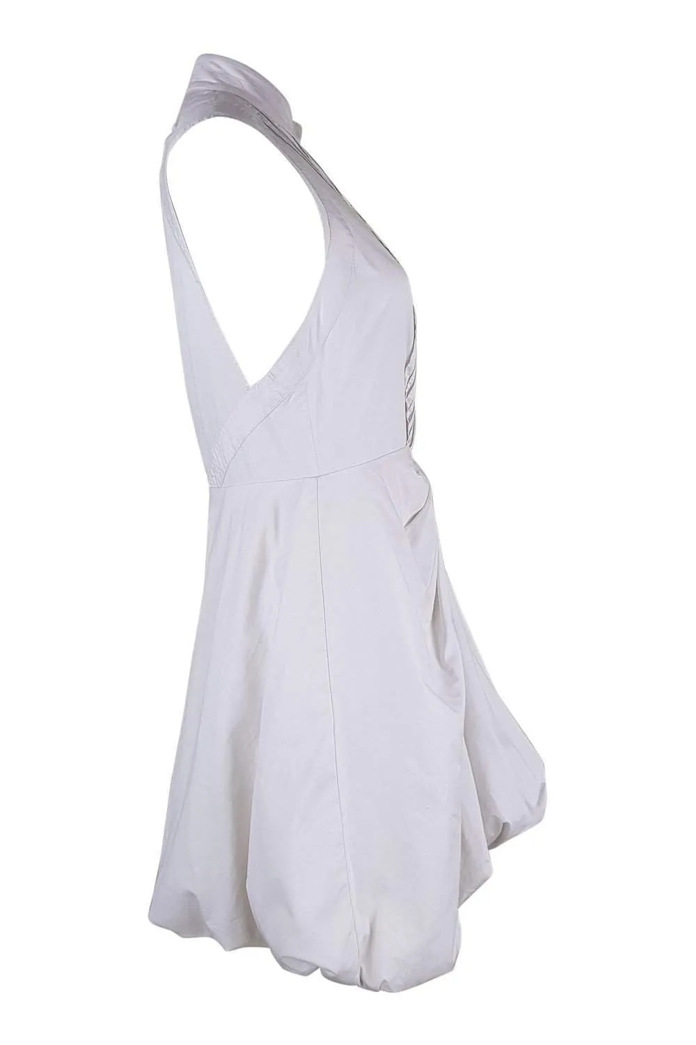 UNLABELLED Cream Cotton Silk Lined Sleeveless Dress (S)