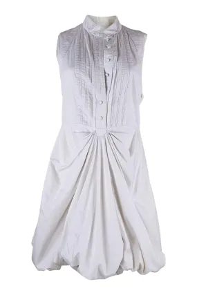 UNLABELLED Cream Cotton Silk Lined Sleeveless Dress (S)