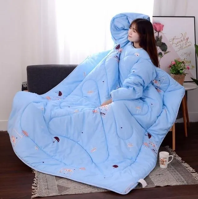 wearable blanket with sleeves for adults