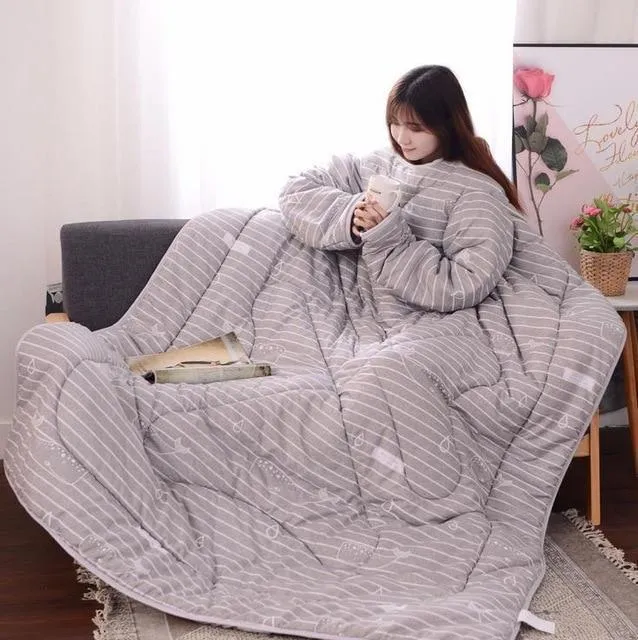 wearable blanket with sleeves for adults