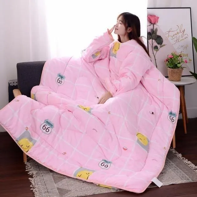 wearable blanket with sleeves for adults