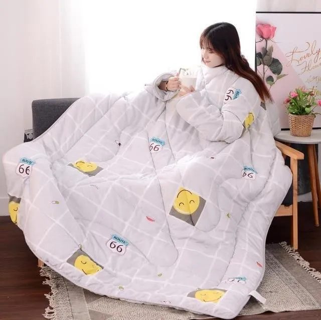 wearable blanket with sleeves for adults