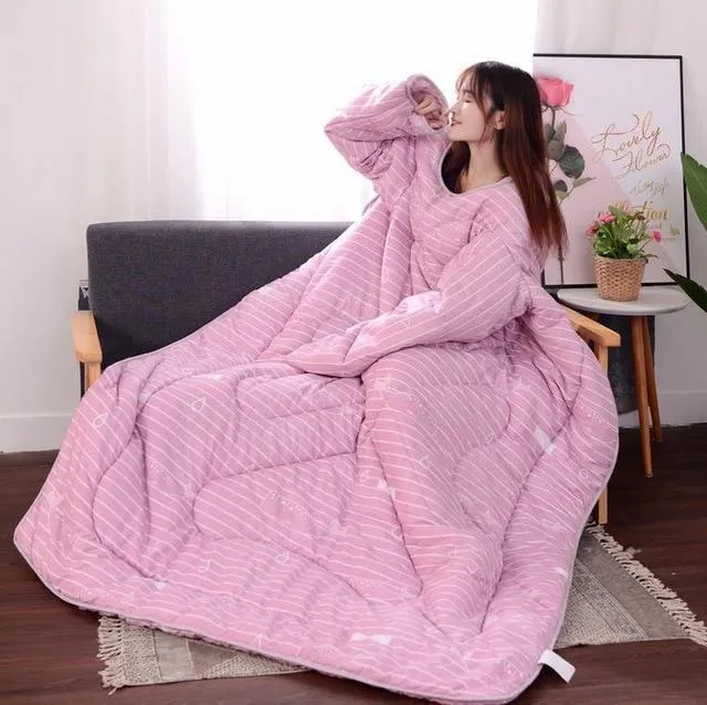 wearable blanket with sleeves for adults