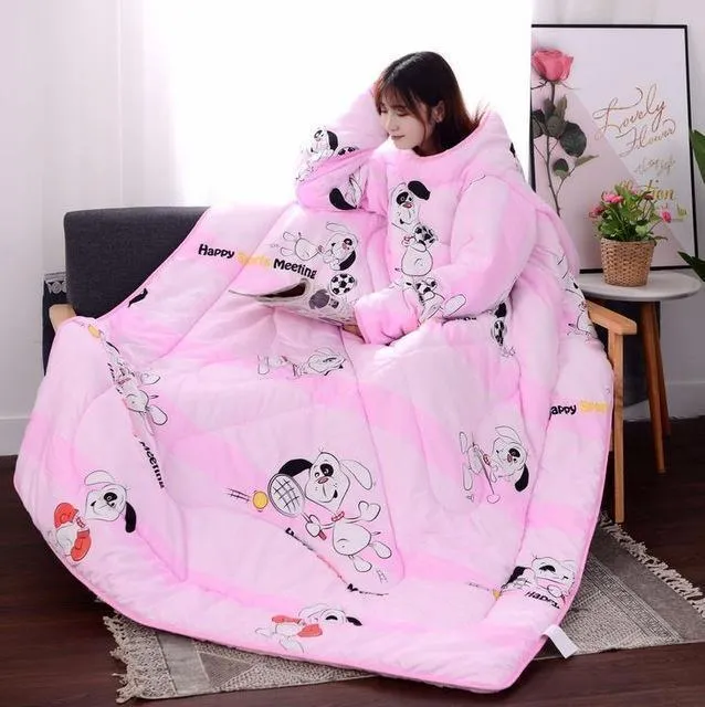 wearable blanket with sleeves for adults