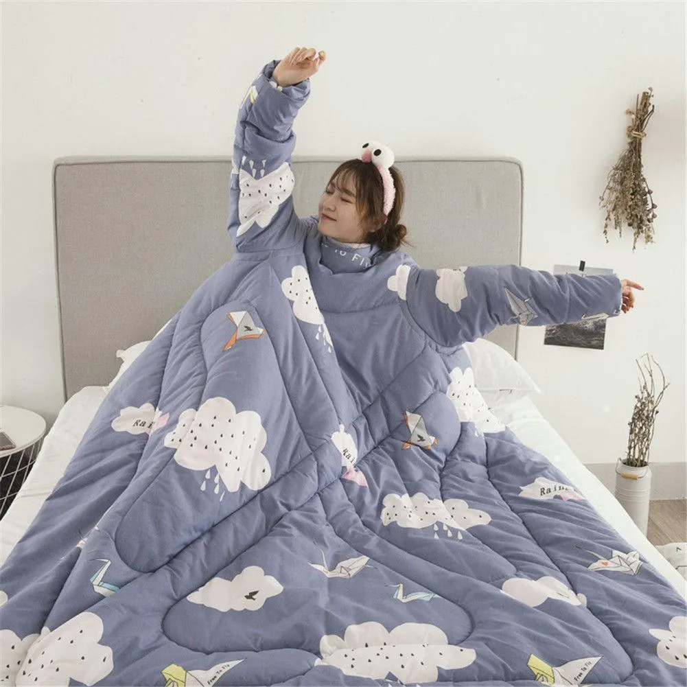 wearable blanket with sleeves for adults