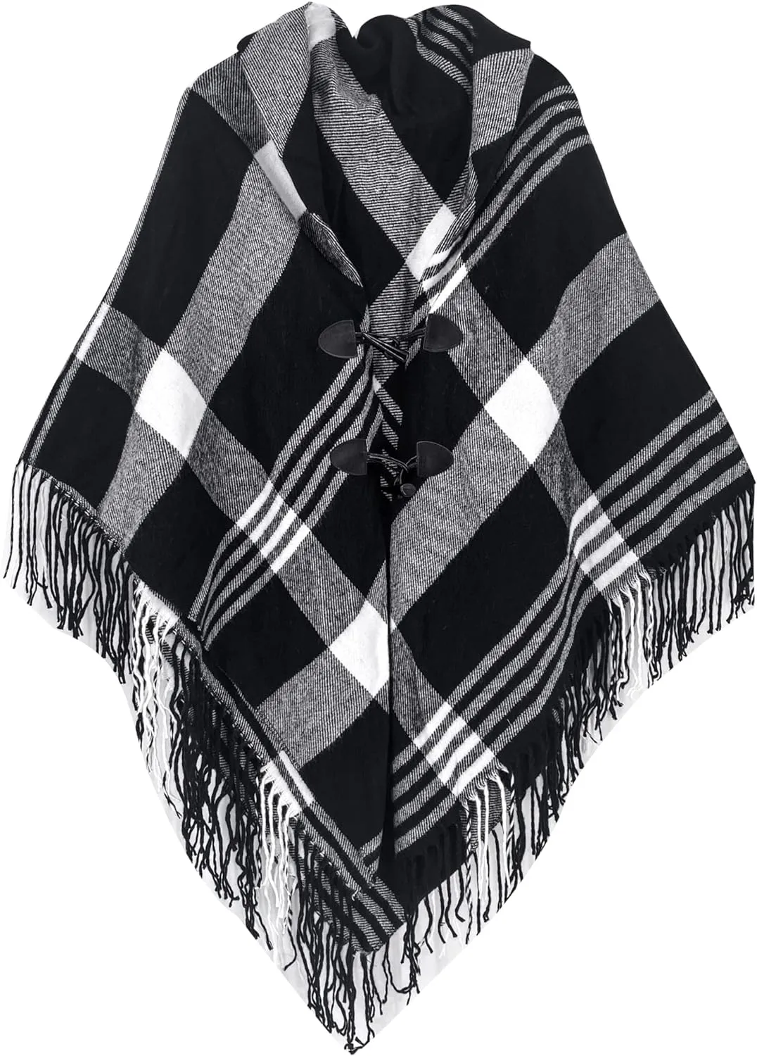 Women's Travel Plaid Shawl, Wrap Open Front Poncho Cape for Fall Winter